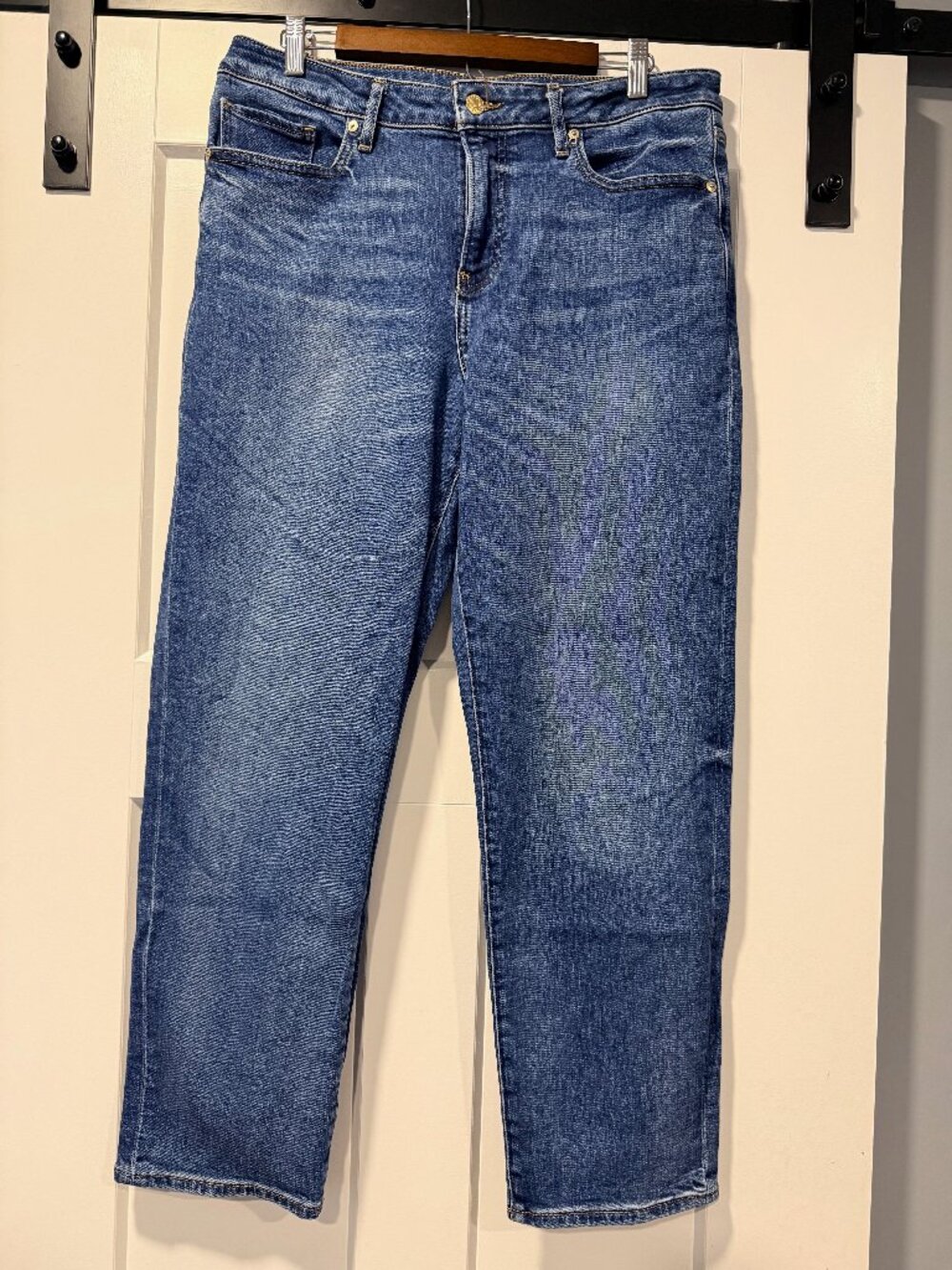 Express Boyfriend Midrise Straight Stretch Blue Jeans